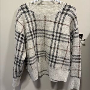 Plaid Patterned Cream Sweater